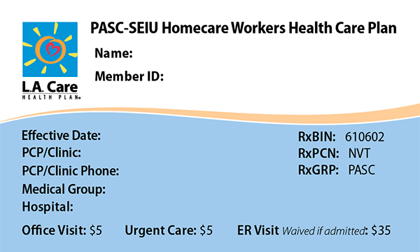 PASC-SEIU Plan Member ID Card Front