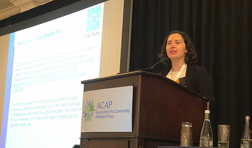 L.A. Care's Alison Klurfeld speaking at ACAP CEO Summit