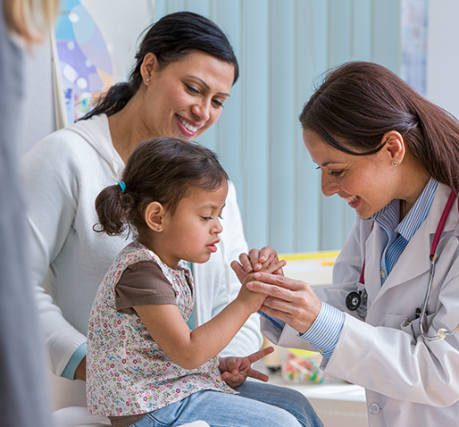 provider with mom and daughter