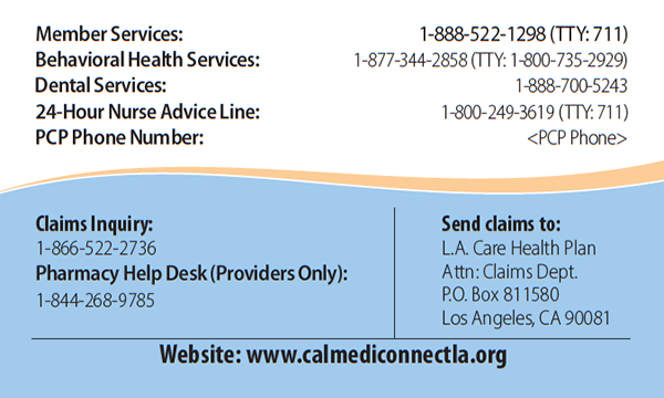 Cal MediConnect Member ID Card Back