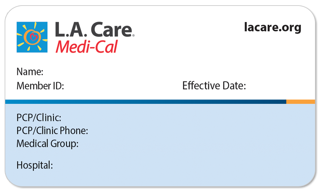 L.A. Care Medi-Cal Dual Risk card - Front