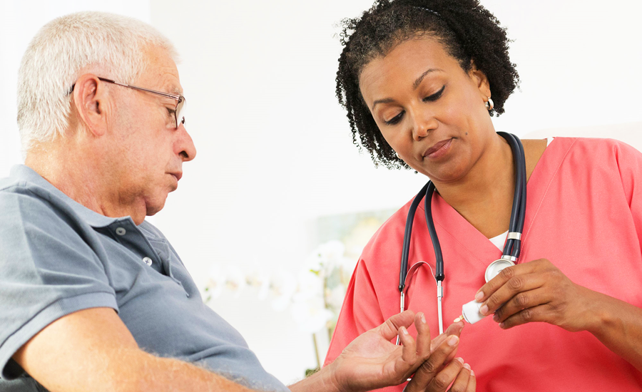 patient getting diabetes blood sugar test