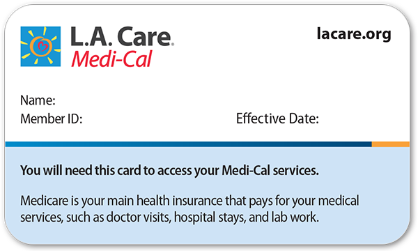L.A. Care Medi-Cal Member ID card - Front