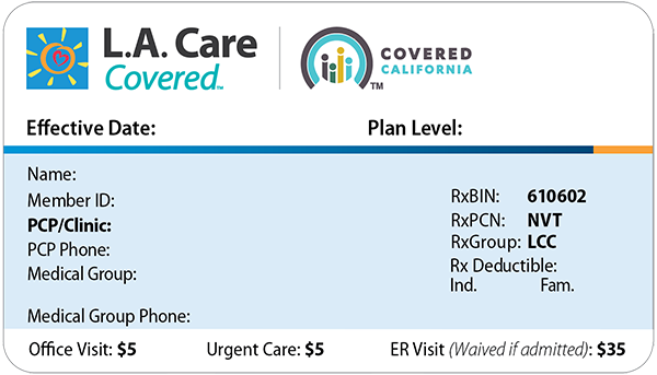 L.A. Care Covered Member ID Card Front