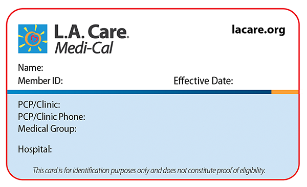 L.A. Care Medi-Cal Member ID card - Front