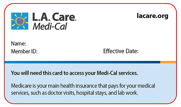 L.A. Care Medi-Cal Member ID card - Front