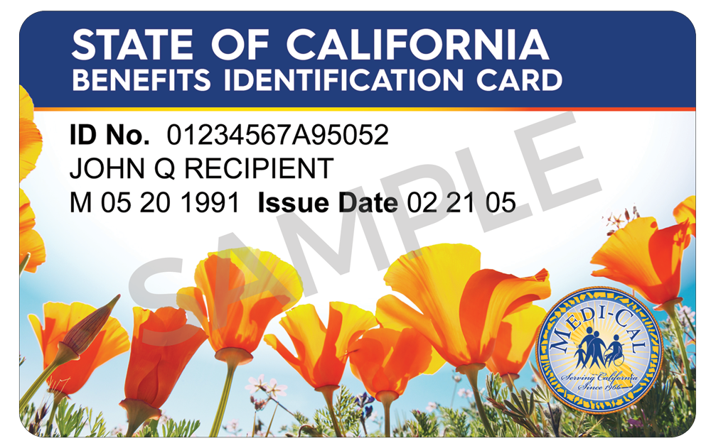 Medi-Cal BIC card - front
