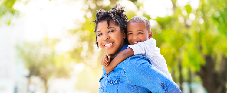 mother and child outside