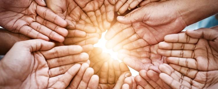 open hands in a circle